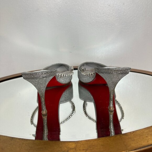 CHRISTIAN LOUBOUTIN Planet Queen 70 Glitter Leather Pump in Silver Glitter - Picture 9 of 15